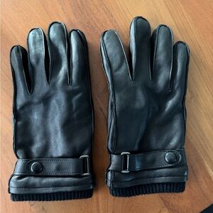 Vince Leather Wrist-Strap Glove Size XL Black